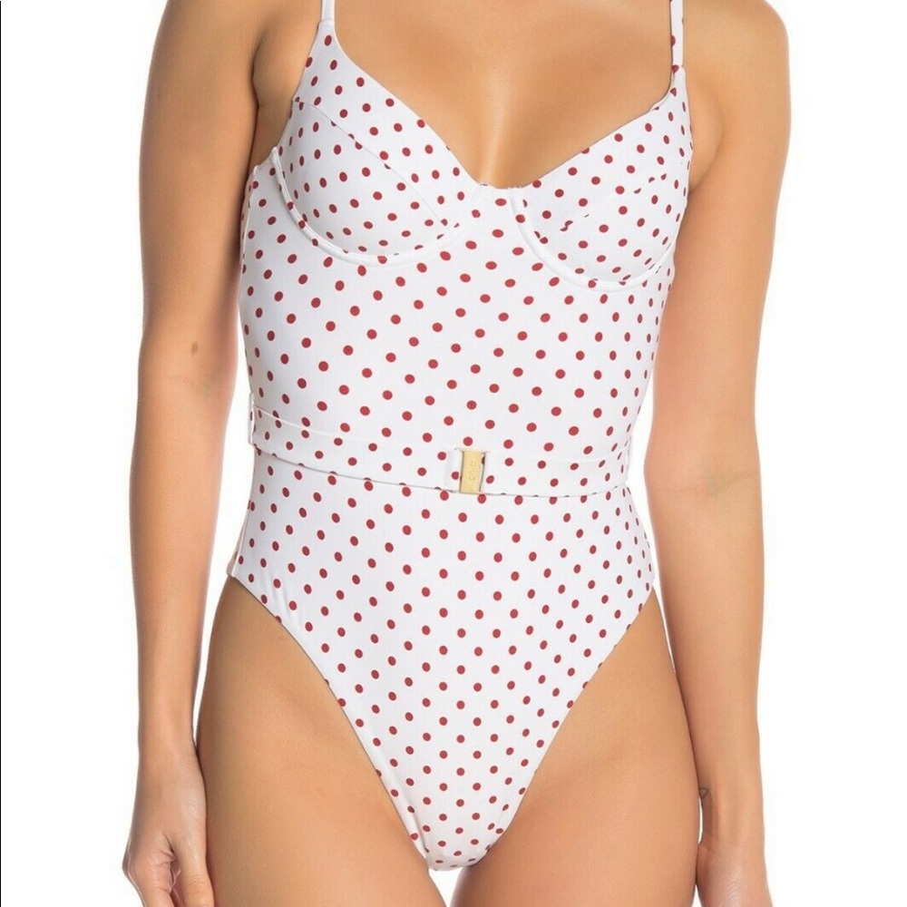 Onia x WeWoreWhat Red Polka Dot One Piece Swim L